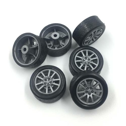 0万个塑料玩具汽车轮胎塑胶工程小汽车配件车轮轱辘粗纹越野51mm车轮